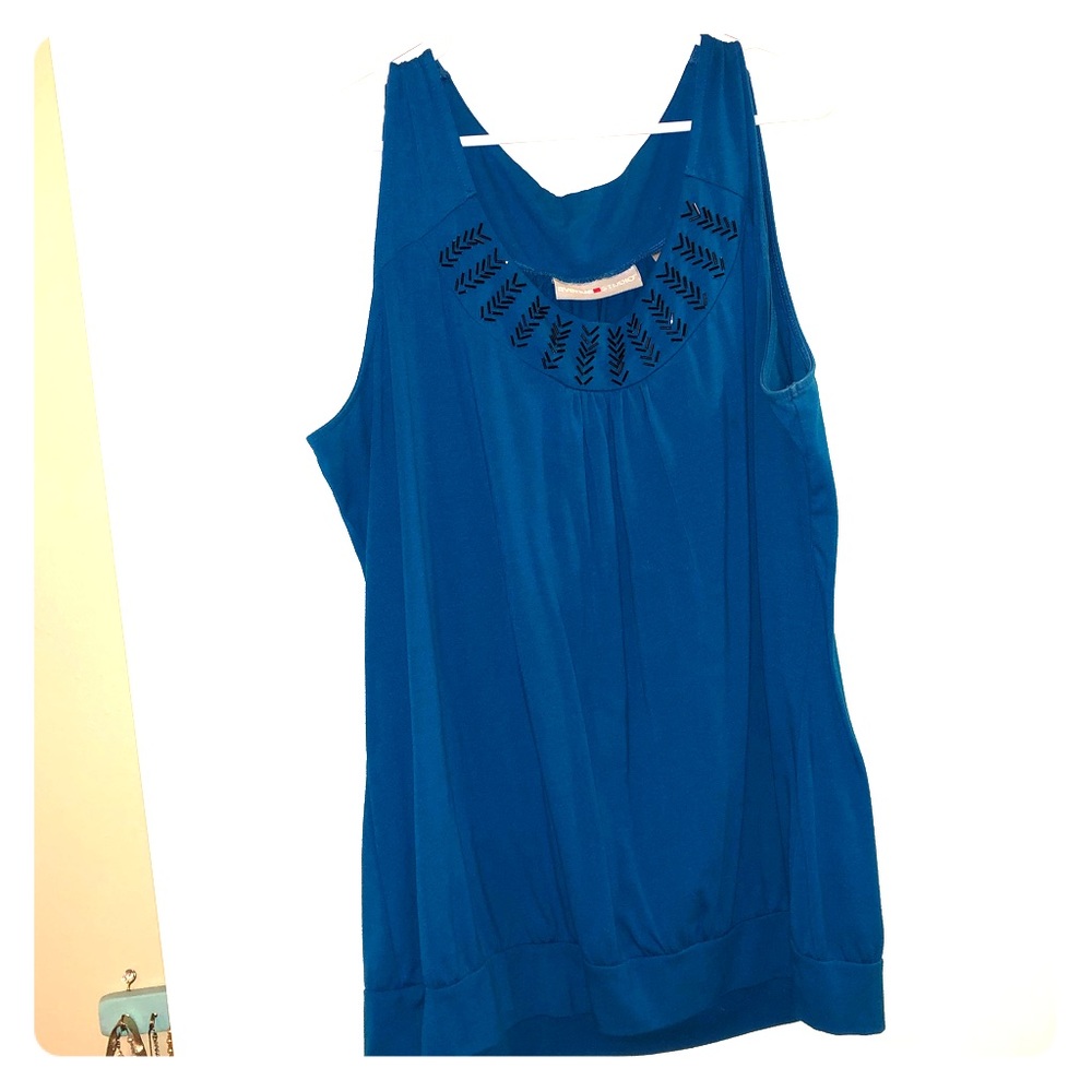 Beautiful blue tank with beading detail